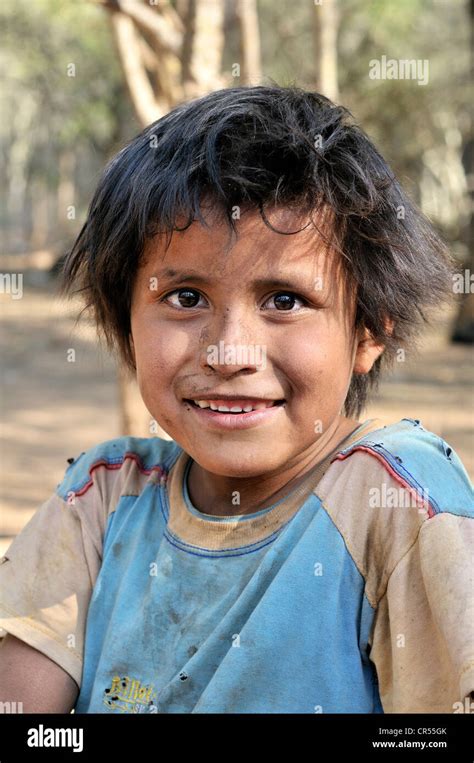 Portrait Of An Indigenous Boy From The Wichi Indians Tribe San José