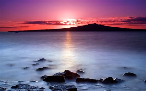 Wallpaper Sunlight Sunset Sea Bay Shore Reflection Beach