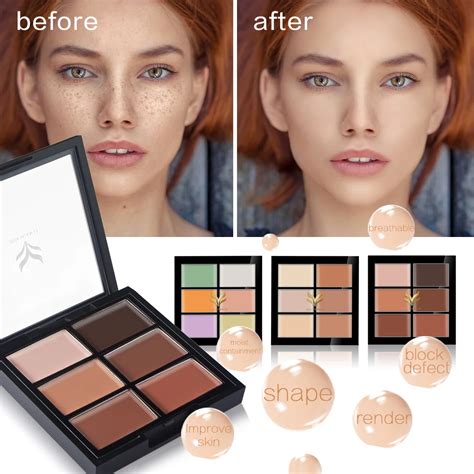 Huamianli 6 Colors Contour Palette Concealer Face Primer Cream Make Up