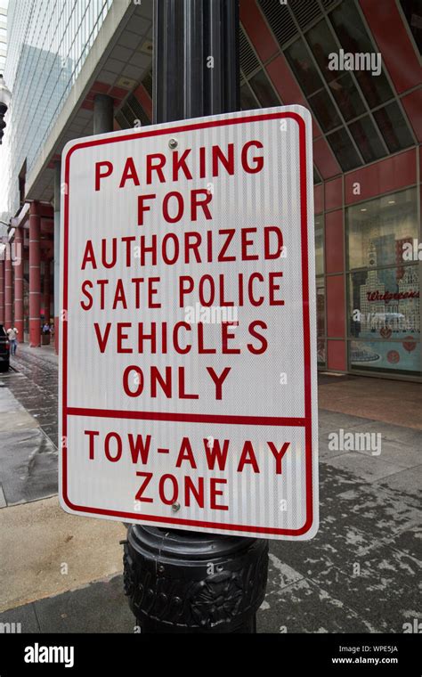 Tow Away Zone Parking For Authorized State Police Vehicles Only Sign