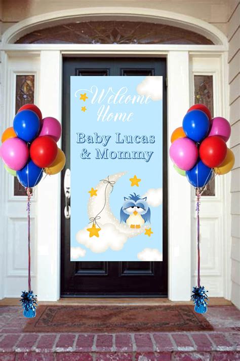 Welcome Home Baby Door Banner Personalized Baby Boy Party Etsy