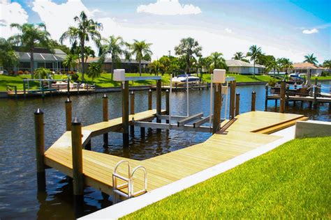 Wrap Around Dock Installed In Cape Coral With A Used 10k Pound Boat