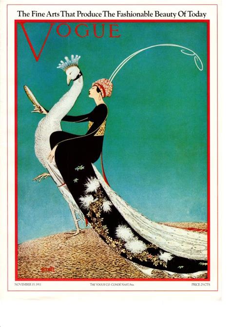 Vintage Vogue Poster 1911 Fashion Art Print 8 X 10 Pmvlp Glossy Print Vogue Cover Peacock