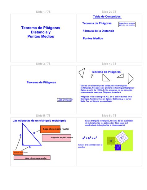 Teorema De Pitágoras Distancia Y Puntos Medios