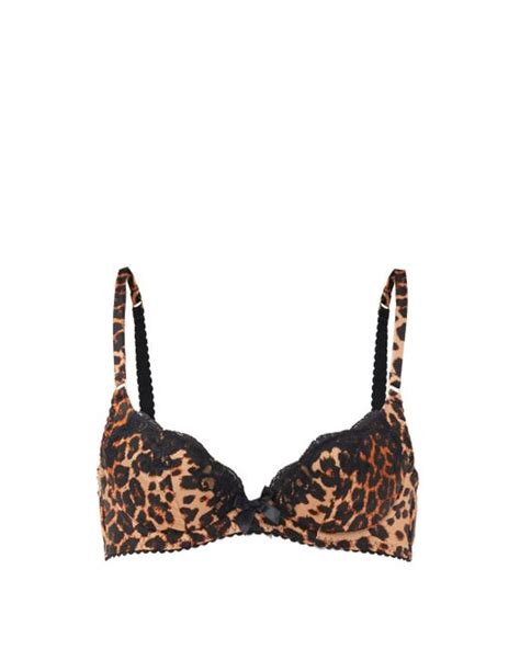 Agent Provocateur Molly Lace Trimmed Leopard Print Silk Blend Bra In