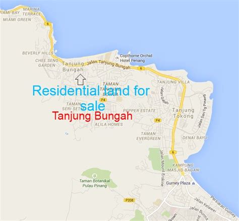 The green marker indicates the location. Tanjung Bungah land for sale. Land in Penang Tanjung ...