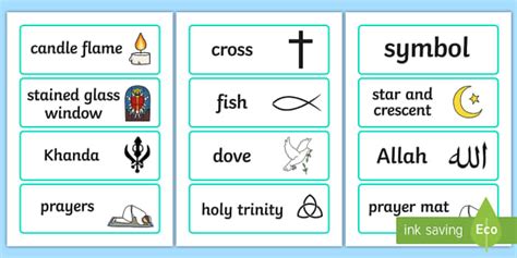 Religious Symbols And Beliefs Word Cards Re Symbols Ks1