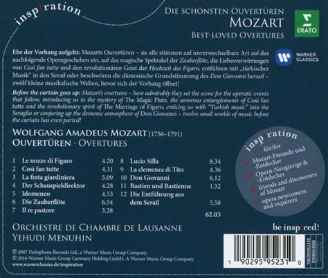 Wolfgang Amadeus Mozart Ouvertüren Cd Jpc