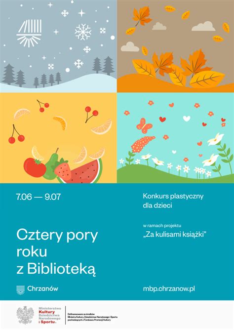 Cztery Pory Roku Z Biblioteką Konkurs Plastyczny Dla Dzieci Miejska