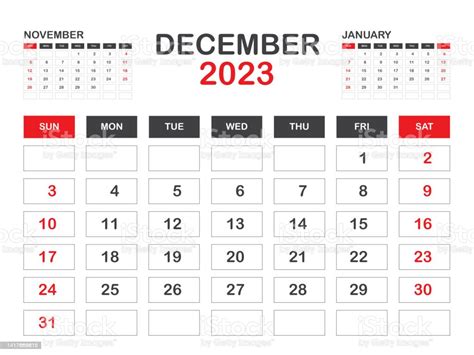 Calendar 2023 Template Minimal Style December 2023 Template Desk