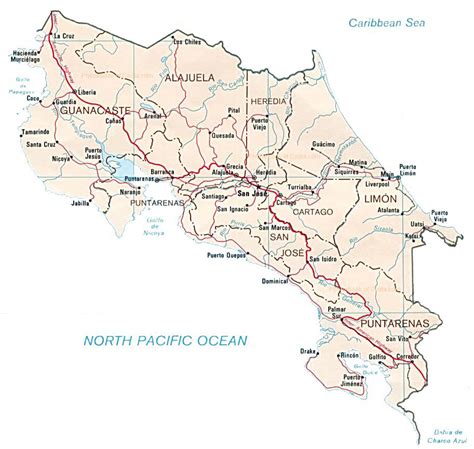 Road Map Of Costa Rica Maps For You