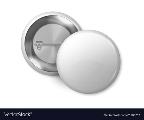 White Round Badge Mockup Pin Button Blank Vector Image