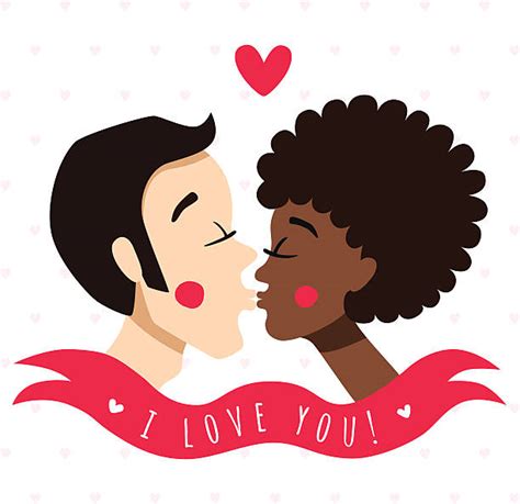 Interracial Couple Kissing Illustrations Royalty Free Vector Graphics