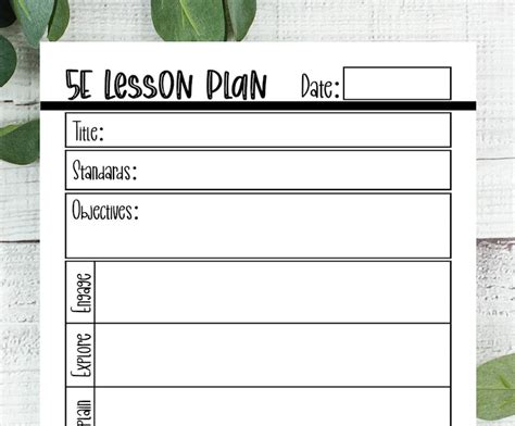 Editable Lesson Plan Template 5e Lesson Plan Template Etsy Finland