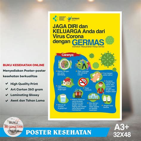 Jual Poster Kesehatan Jaga Dari Virus Corona Dengan Germas Laminating Glossy Shopee Indonesia