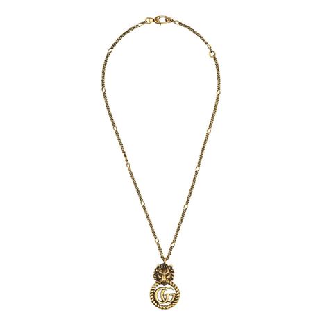 Gucci Lion Head Necklace With Double G In Gold Metallic Lyst