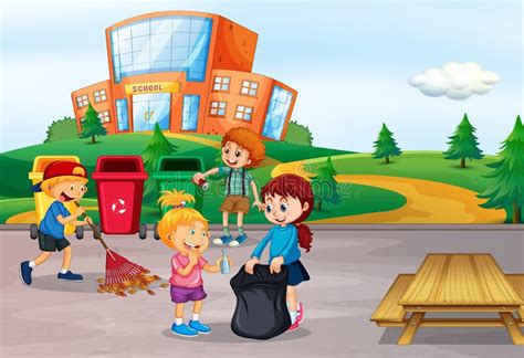 Student Cleaning School Area Stock Vector Illustration Of Clipart