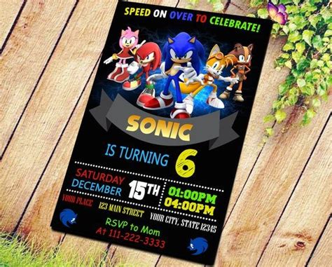 Sonic Invitation Sonic Birthday Sonic Personalized Sonic Birthday