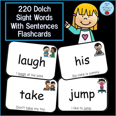 220 Dolch Sight Words With Sentences Flashcards Etsy