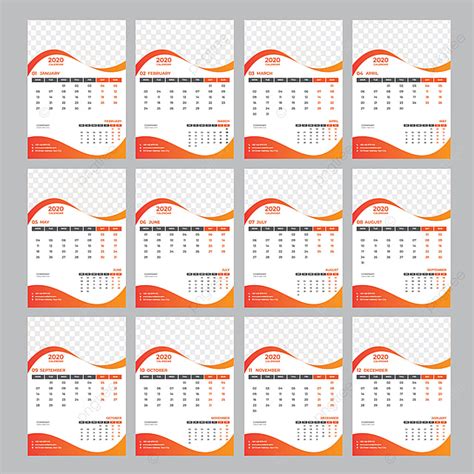 12 Page Wall Calendar 2020 Template Template For Free Download On Pngtree