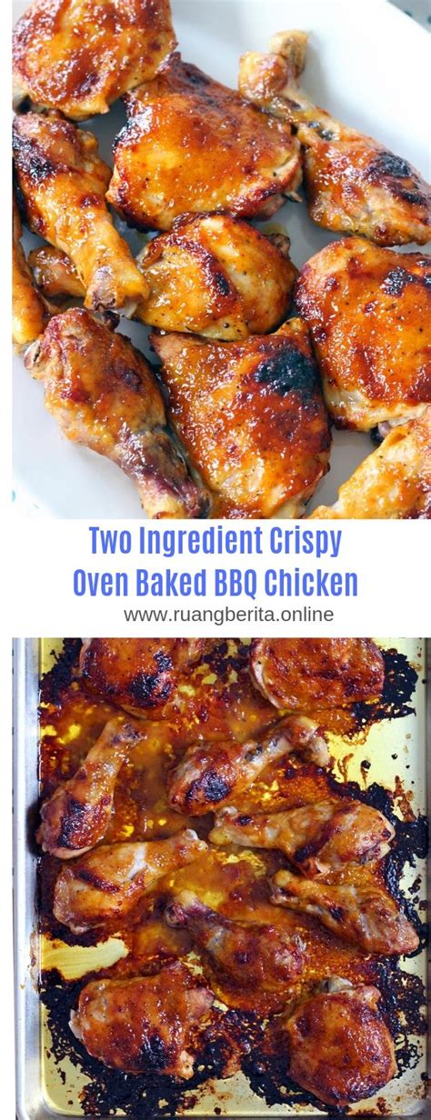 Pour over sauce over chicken. Two Ingredient Crispy Oven Baked BBQ Chicken #Chicken#Bbq# ...