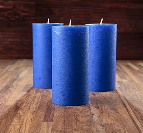 Melt Candle Company Set Of 3 Blue Pillar Candles 3 X 6 Navy Unscented