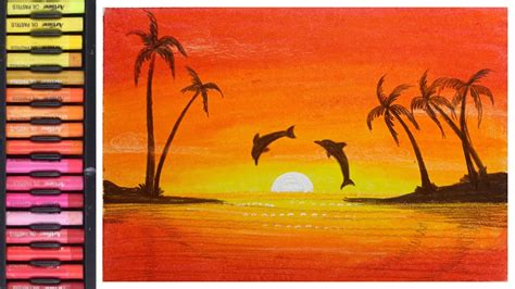 How To Draw Dolphin With Oil Pastel Dolphin Sunset Sc