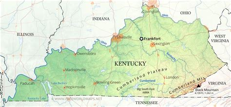 Physical Map Of Kentucky