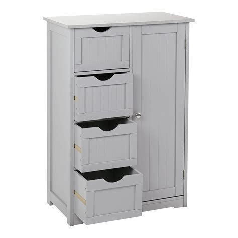 Some are floor standing whereas many are fixed to the wall to increase the floor area. Grey Wooden Bathroom Cabinet Shelf Cupboard Bedroom ...
