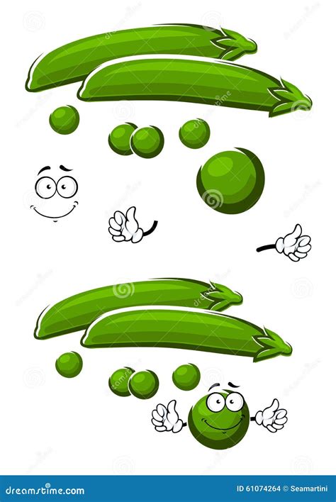 Cartoon Sweet Green Pea Vegetable Stock Vector Image 61074264