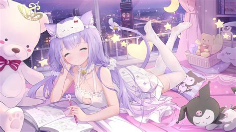 Anime Cat Girl Lying On Bed Live Wallpaper 5920x3330