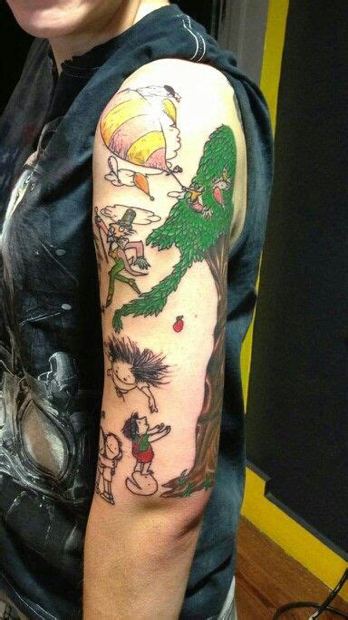 Literary Tattoo Half Sleeve Tattoo Roald Dahl Tattoo Dr Seuss Tattoo
