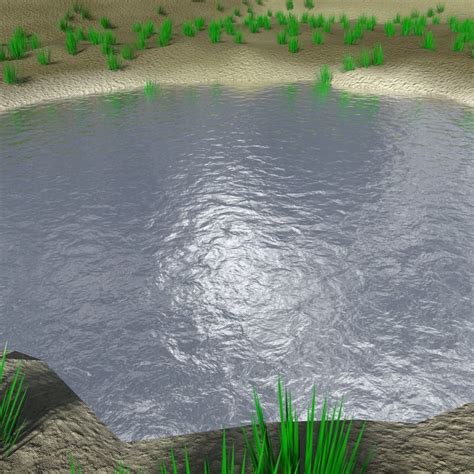 Pond Scene With Trees Rocks And Grass 3d Model Cgtrader