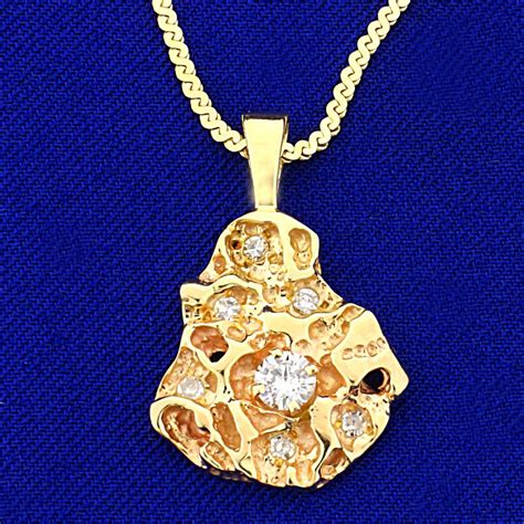 12ct Tw Diamond Nugget Pendant On S Link Chain Necklace In 14k