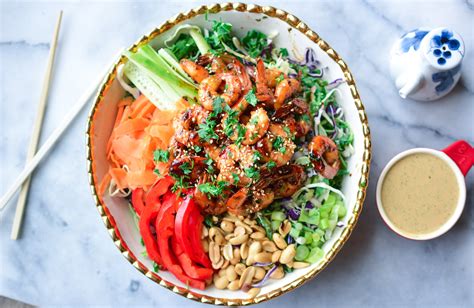 Thai slaw with peanut dressing. Thai Shrimp Salad w/ Peanut Dressing - Lace And Grace