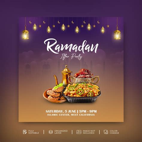 Premium Psd Ramadan Kareem Iftar Party Invitation Social Media Post