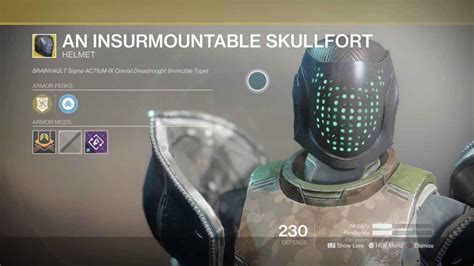 Destiny 2 Exotic Gear An Insurmountable Skullfort Titan Helmet