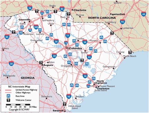 Road Map Of South Carolina And Georgia Cities And Towns Map