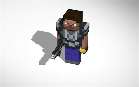 3d Design Minecraft Steve W Netherite Armor Tinkercad