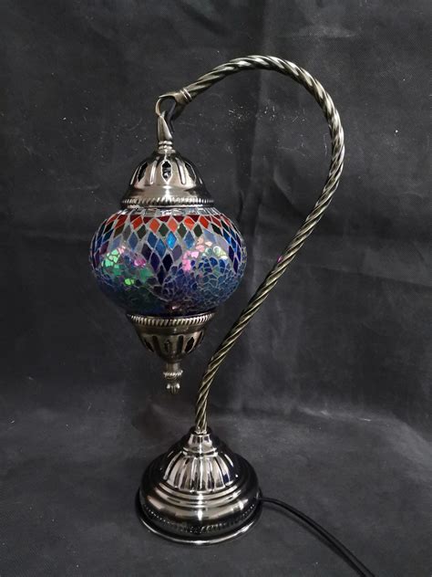 Turkish Mosaic Lamp Swan Neck Multicolour Carolina Trading