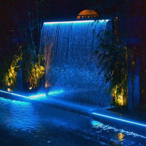 Pool Waterfall With Led Lights