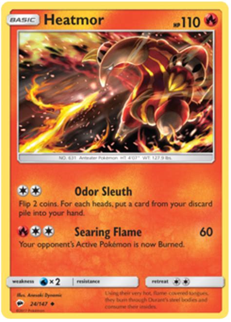 One of their regular attacks can do an immense 300 damage. Heatmor - Burning Shadows #24 Pokemon Card
