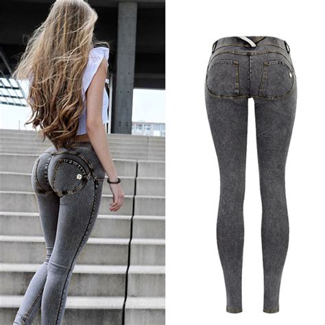 Fatobenery Sexy Low Waist Jeans Woman Peach Push Up Hip Skinny Denim Pant For Women For Women