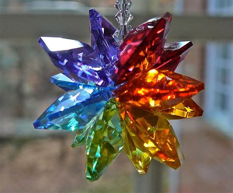 Rainbow Colored Swarovski Crystal Cluster Suncatcher Rainbow