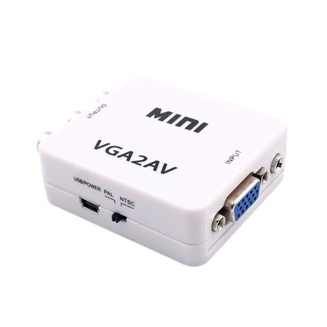1080p Mini Vga To Rca Av Converter With 35mm Vga 2av Cvbs Audio