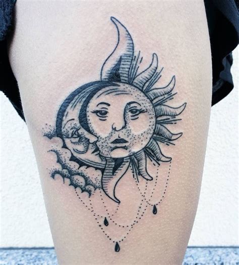 Collection 101 Wallpaper Fine Line Sun And Moon Tattoo Superb