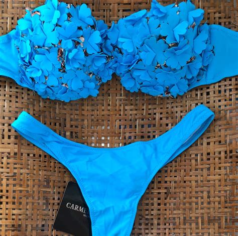 Biquíni Azul Florido Verão 2020 Moda Praia Feminina Novo 39355199