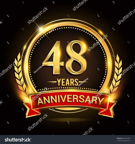 Celebrating 48 Years Anniversary Logo Golden Stock Vector Royalty Free