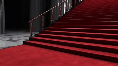 Red Stairs With Red Carpet A Stunning 3d Rendering Background Stairs