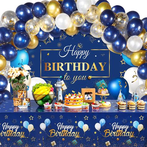 Stunning Navy Blue Birthday Background Party Decorations For A